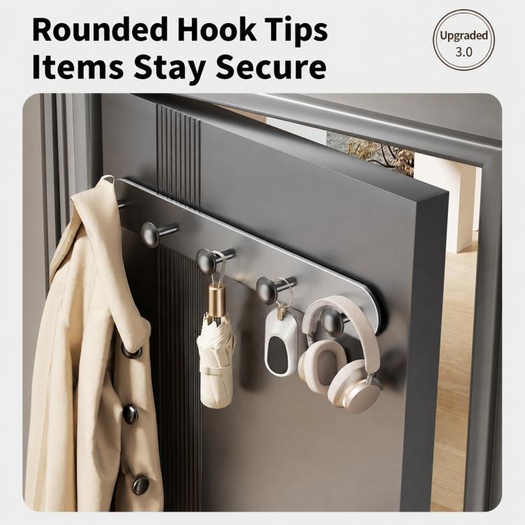 Multifunctional Magnetic Storage Hook Rack Wall Mounted No Drilling Hook Rail, 4 Hooks, 5 Hooks, 6 Hooks