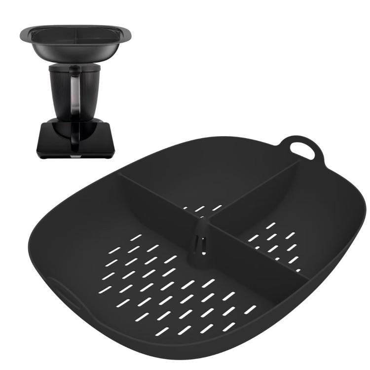 For Thermomix TM7 Food Processor Food Grade Silicone Divided Steamer Tray Replacement Part, Silicone Divided Steamer Tray-Grey, Silicone Divided Steamer Tray-Black