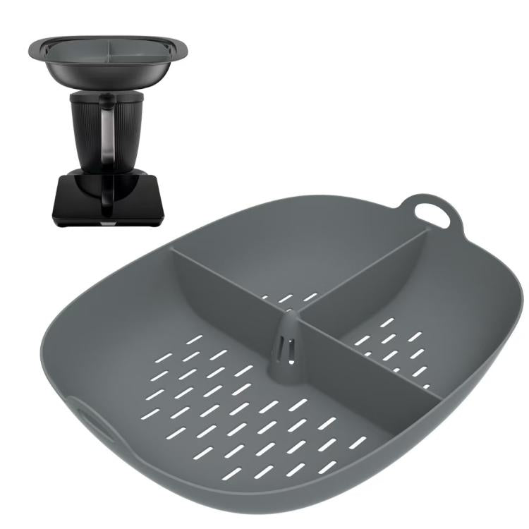 For Thermomix TM7 Food Processor Food Grade Silicone Divided Steamer Tray Replacement Part, Silicone Divided Steamer Tray-Grey, Silicone Divided Steamer Tray-Black