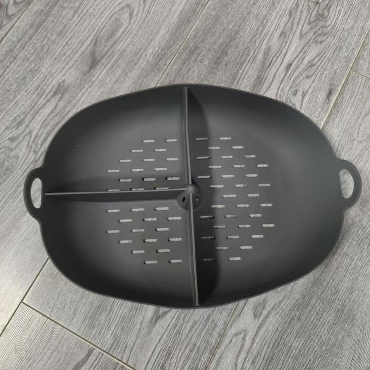 For Thermomix TM7 Food Processor Food Grade Silicone Divided Steamer Tray Replacement Part, Silicone Divided Steamer Tray-Grey, Silicone Divided Steamer Tray-Black