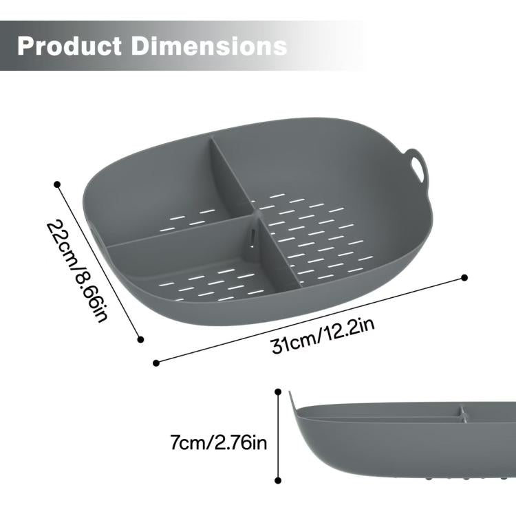 For Thermomix TM7 Food Processor Food Grade Silicone Divided Steamer Tray Replacement Part, Silicone Divided Steamer Tray-Grey, Silicone Divided Steamer Tray-Black