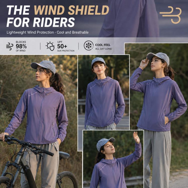 UPF50+ Lightweight Breathable Sun Protection Women Jacket, M, L, XL, 2XL