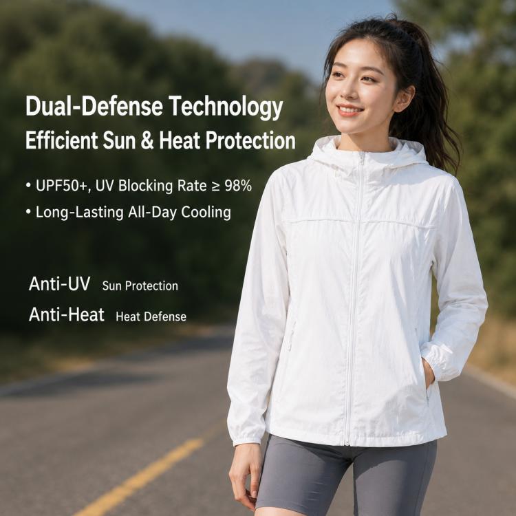 UPF50+ Cooling Fiber Lightweight Breathable Sun Protection Women Coat, M, L, XL, 2XL, 3XL, 4XL