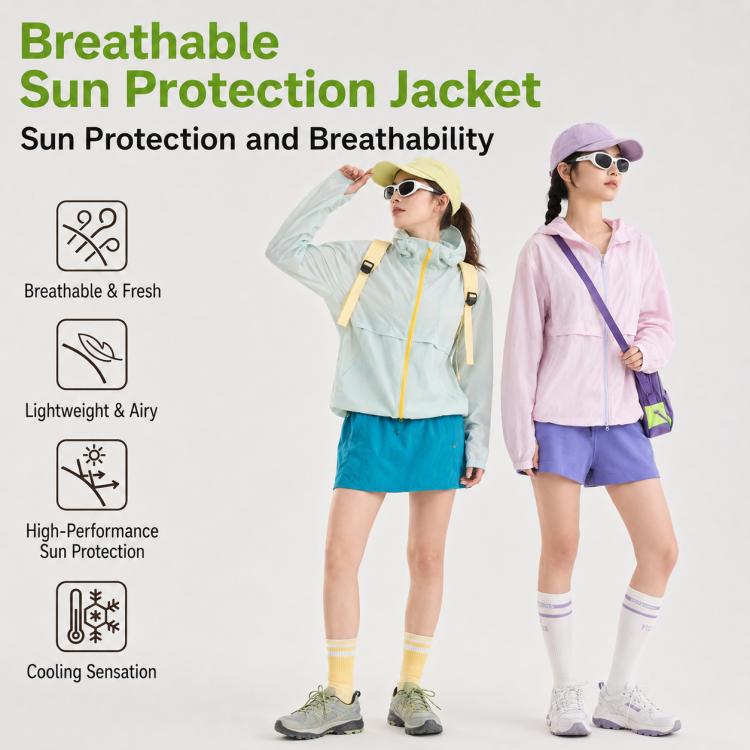 UPF50+ Cooling Fiber Lightweight Breathable Sun Protection Coat, S, M, L