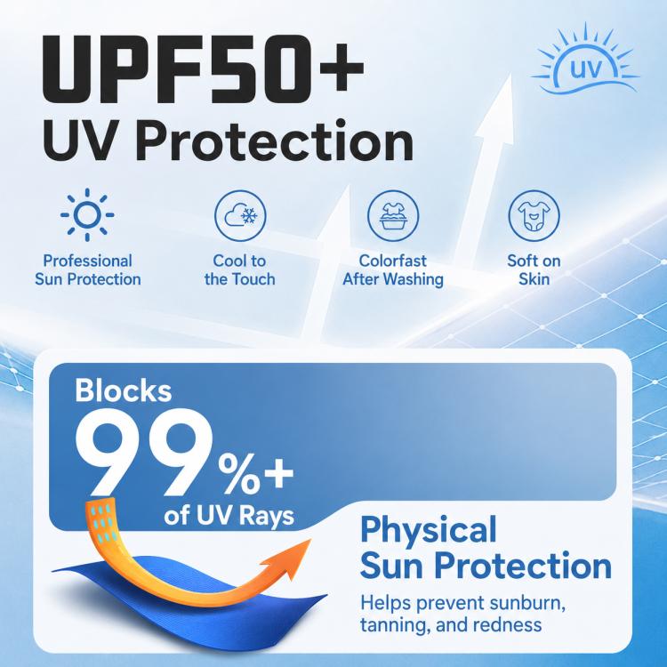 UPF50+ Cooling Fiber Lightweight Breathable Sun Protection Coat, XL, 2XL, 3XL