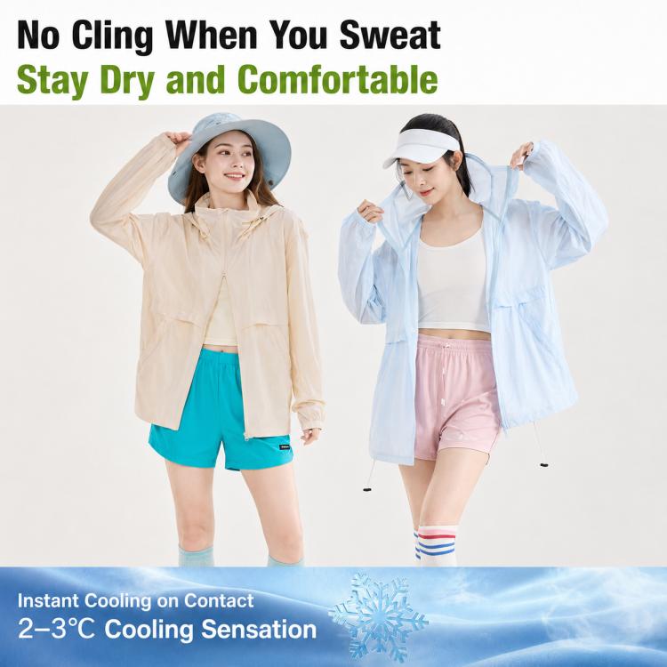 UPF50+ Cooling Fiber Lightweight Breathable Sun Protection Coat, XL, 2XL, 3XL