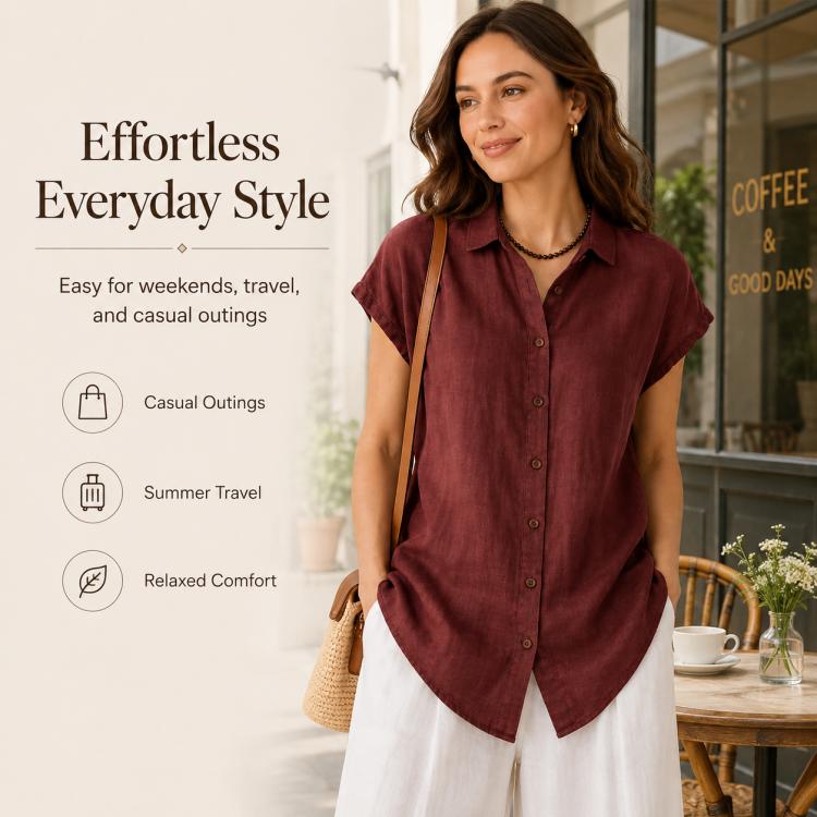 Lightweight Wrinkle-Resistant Quick-Dry Women Short Sleeve Shirt, M, L, XL, 2XL, 3XL