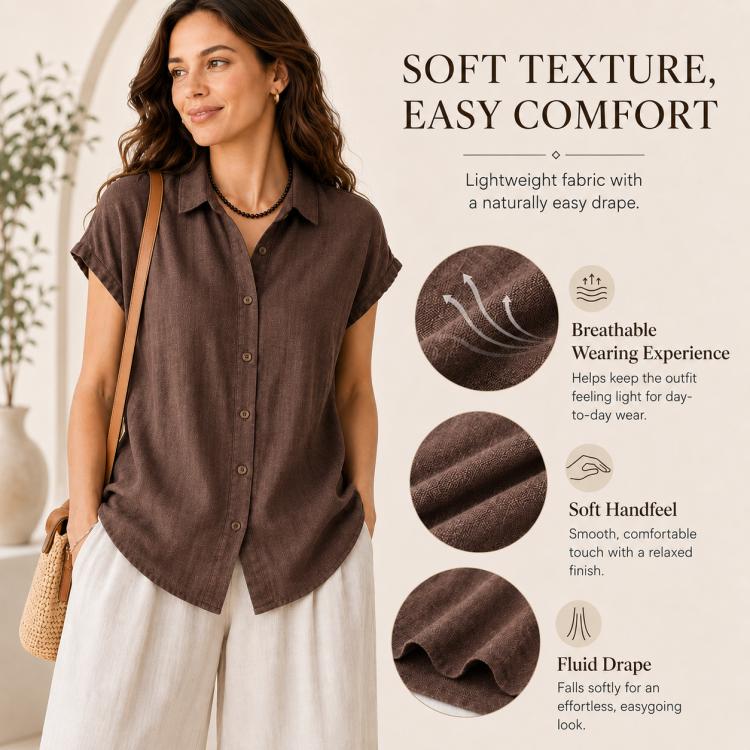 Lightweight Wrinkle-Resistant Quick-Dry Women Short Sleeve Shirt, M, L, XL, 2XL, 3XL