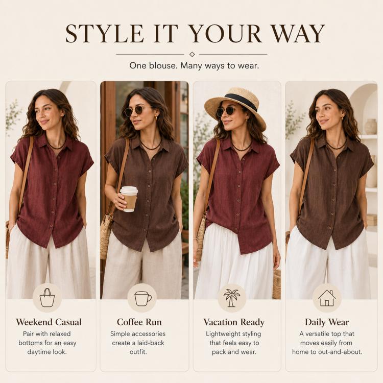 Lightweight Wrinkle-Resistant Quick-Dry Women Short Sleeve Shirt, M, L, XL, 2XL, 3XL