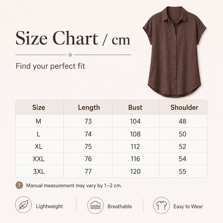 Lightweight Wrinkle-Resistant Quick-Dry Women Short Sleeve Shirt, M, L, XL, 2XL, 3XL