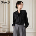 Bow Tie Neck Blouse Long Sleeve Women Casual Office Shirt, S, M, L, XL