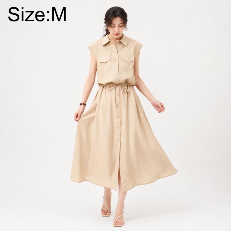 Elegant Sleeveless Lapel Summer Women Dress, M, L, XL, 2XL