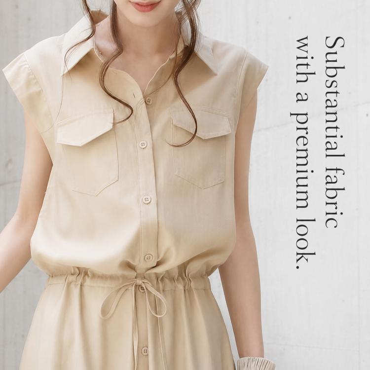 Elegant Sleeveless Lapel Summer Women Dress, M, L, XL, 2XL
