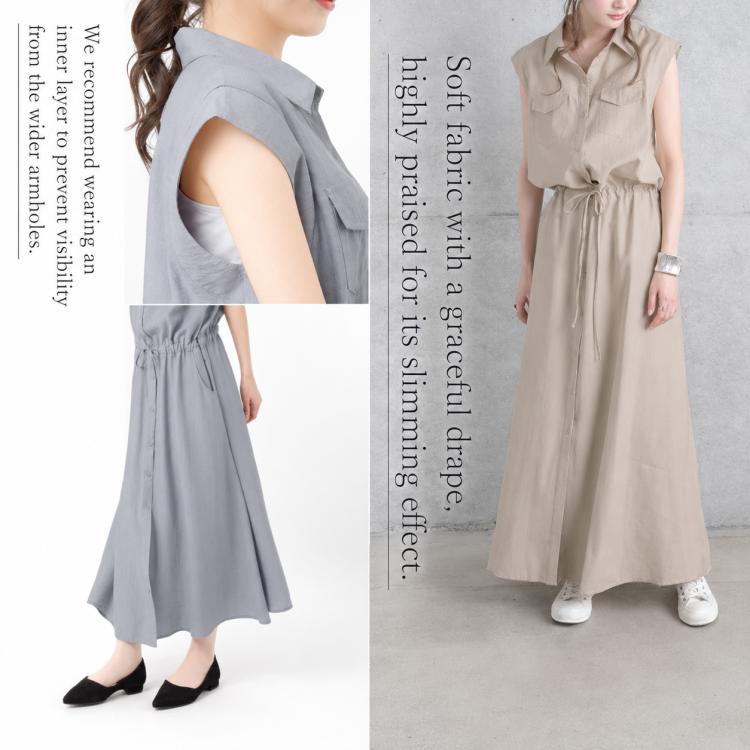 Elegant Sleeveless Lapel Summer Women Dress, M, L, XL, 2XL
