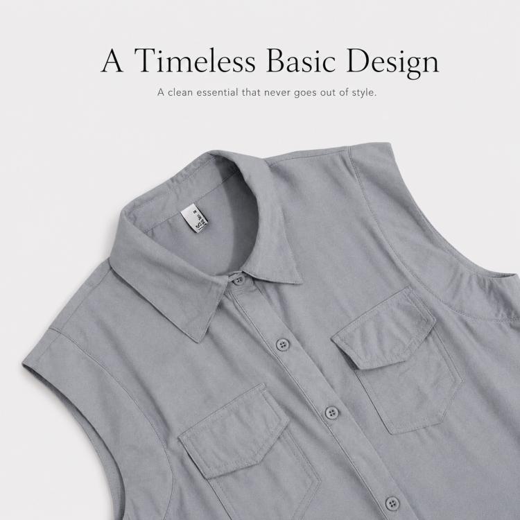Elegant Sleeveless Lapel Summer Women Dress, M, L, XL, 2XL