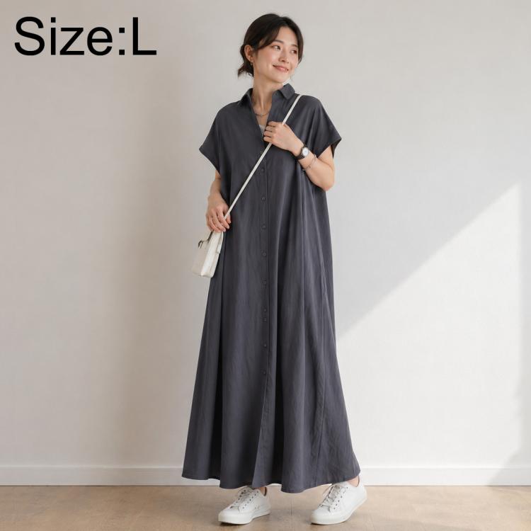 Short Sleeve Casual Short Sleeve Lapel Shirt Dress, S, M, L, XL, 2XL