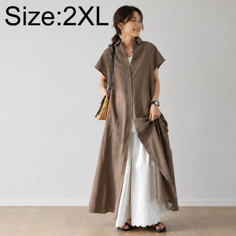 Short Sleeve Casual Short Sleeve Lapel Shirt Dress, S, M, L, XL, 2XL