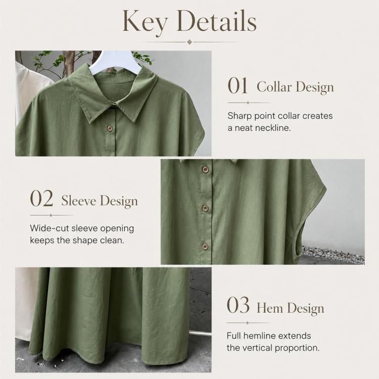 Short Sleeve Casual Short Sleeve Lapel Shirt Dress, S, M, L, XL, 2XL
