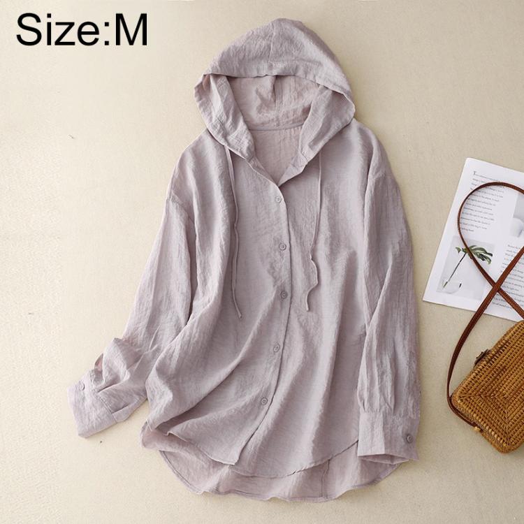 Lightweight Long Sleeve Hooded Linen Sun Protection Coat, M, L, XL, 2XL