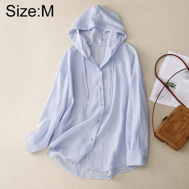 Lightweight Long Sleeve Hooded Linen Sun Protection Coat, M, L, XL, 2XL