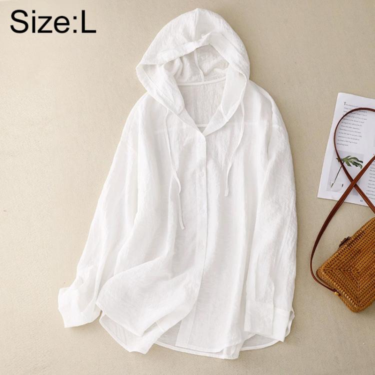 Lightweight Long Sleeve Hooded Linen Sun Protection Coat, M, L, XL, 2XL