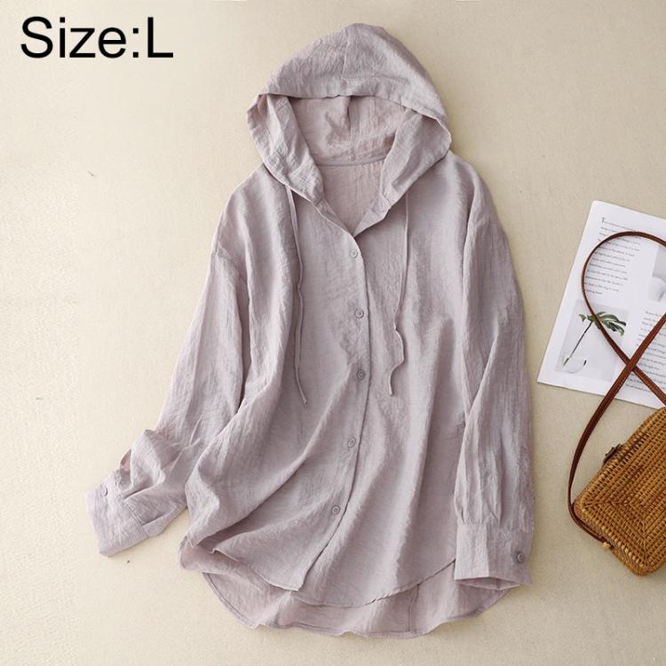 Lightweight Long Sleeve Hooded Linen Sun Protection Coat, M, L, XL, 2XL