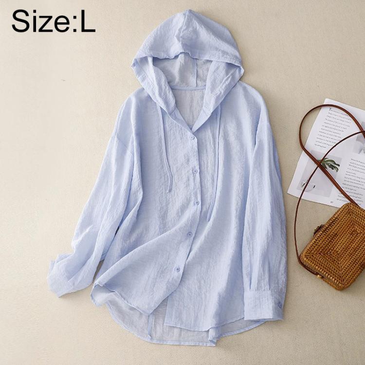 Lightweight Long Sleeve Hooded Linen Sun Protection Coat, M, L, XL, 2XL