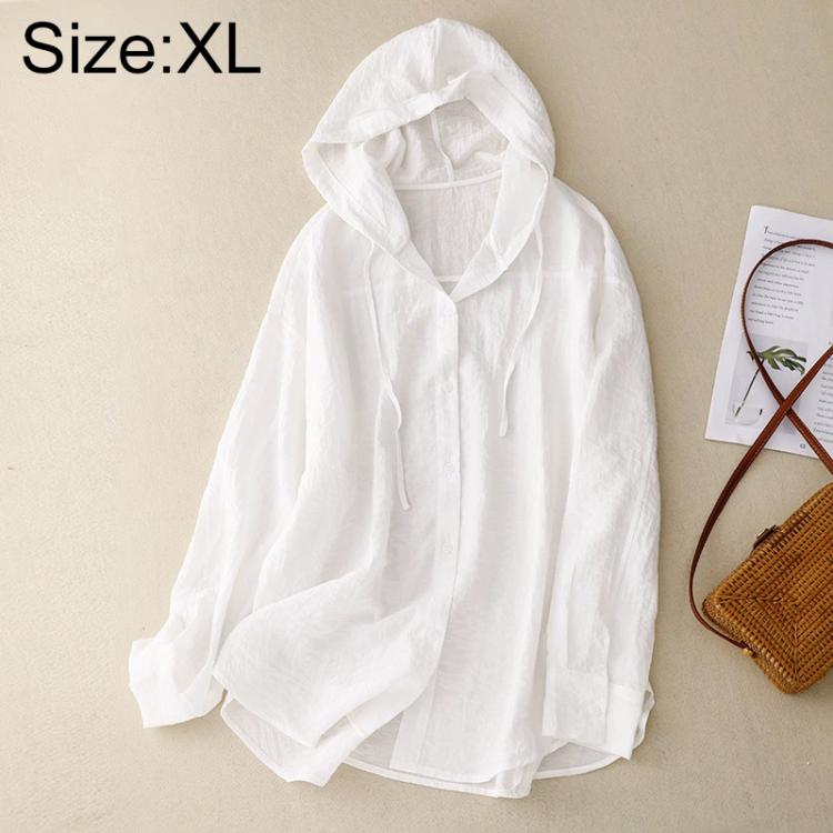 Lightweight Long Sleeve Hooded Linen Sun Protection Coat, M, L, XL, 2XL