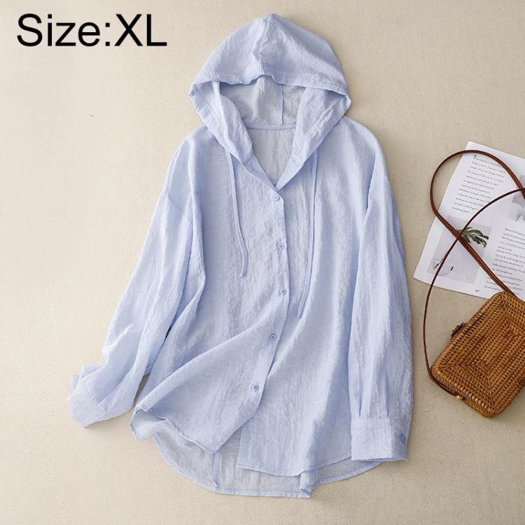 Lightweight Long Sleeve Hooded Linen Sun Protection Coat, M, L, XL, 2XL