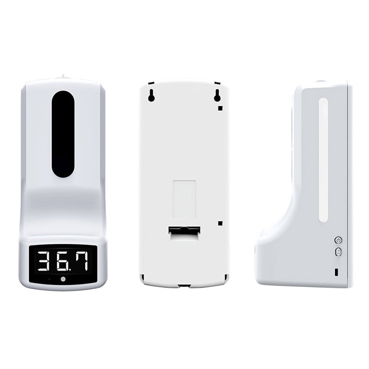 K9 Handsfree Non-contact Body Light-sensitive Distance Sensor Thermometer + 1000ml Automatic Non-contact Liquid Soap Dispenser, K9