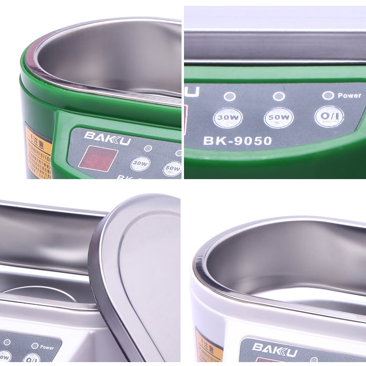 BAKU BK-9050 30W / 50W Adjustable 0.6L LCD Display Ultrasonic Cleaner, AC 110V, BK-9050 30W / 50W 0.6L 110V Green, BK-9050 30W / 50W 0.6L 110V White