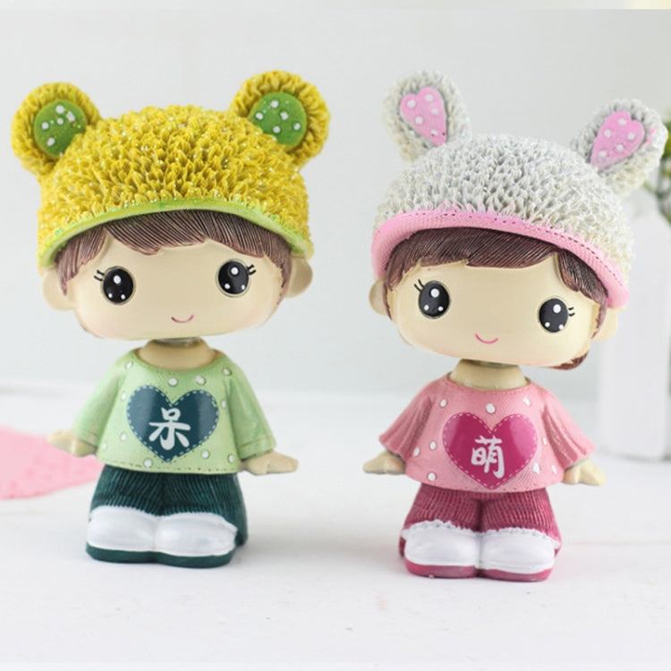Creative Resin Cartoon Shaking Head Adorkable Couple Ornaments Car Home Bedroom Decoration Gifts, Head Adorkable Couple