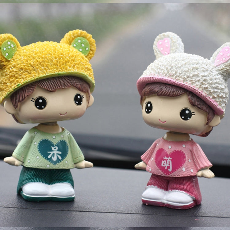 Creative Resin Cartoon Shaking Head Adorkable Couple Ornaments Car Home Bedroom Decoration Gifts, Head Adorkable Couple