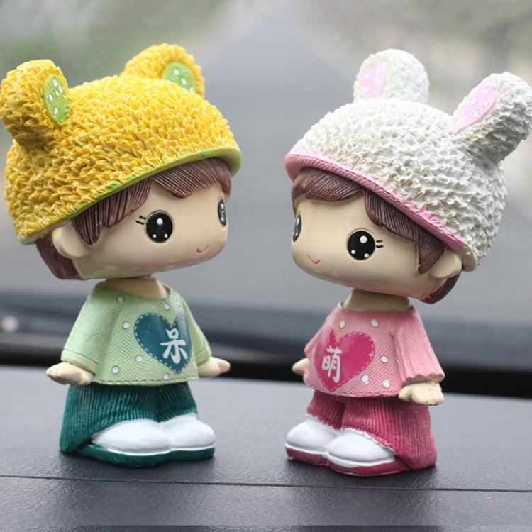 Creative Resin Cartoon Shaking Head Adorkable Couple Ornaments Car Home Bedroom Decoration Gifts, Head Adorkable Couple