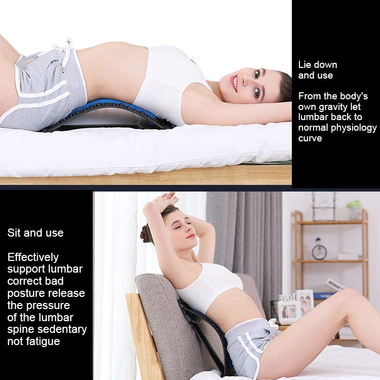 Lumbar Traction Stretching Device Posture Corrector Waist Support Spine Pain Relief Back Massage Stretcher, White Blue, White Purple, Black Green, Black Blue, Black Purple, Black Red, Red White, White Green