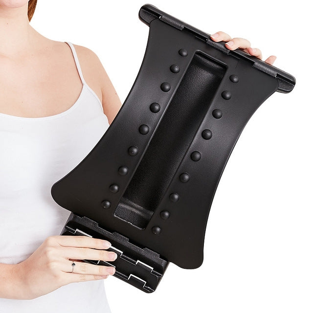Lumbar Traction Stretching Device Posture Corrector Waist Support Spine Pain Relief Back Massage Stretcher, White Blue, White Purple, Black Green, Black Blue, Black Purple, Black Red, Red White, White Green