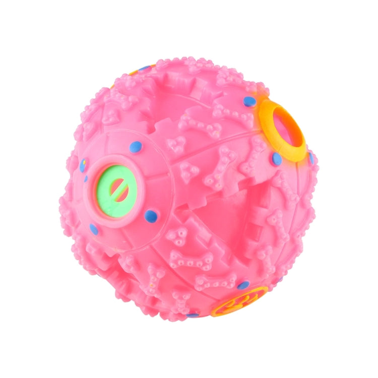 Pet Food Dispenser Squeaky Giggle Quack Sound Training Toy Chew Ball, Size: L, Ball Diameter: 11.5cm, Size: L, Pink