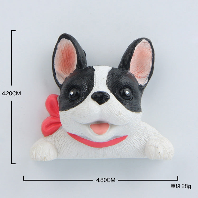 Home Decoration Originality French Bulldog Tie 3D Magnetic Buckle Fridge Paste, Bulldog  Magnetic