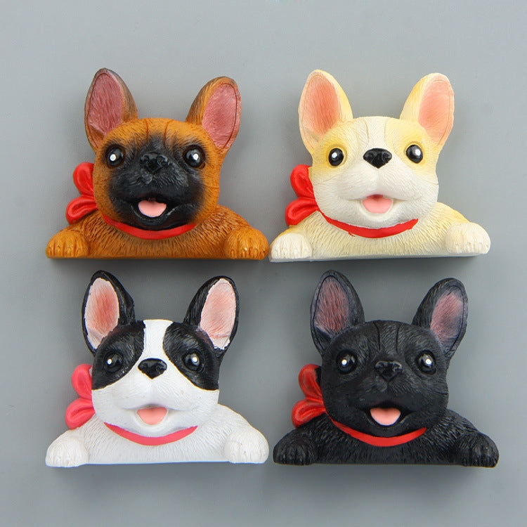 Home Decoration Originality French Bulldog Tie 3D Magnetic Buckle Fridge Paste, Bulldog  Magnetic