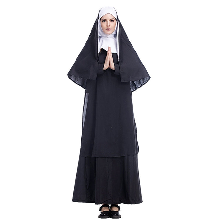 Halloween Costume Women Nun Missionary Cosplay Clothing, Size:S, Size:M, Size:L, Size:XL
