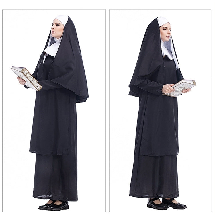 Halloween Costume Women Nun Missionary Cosplay Clothing, Size:S, Size:M, Size:L, Size:XL