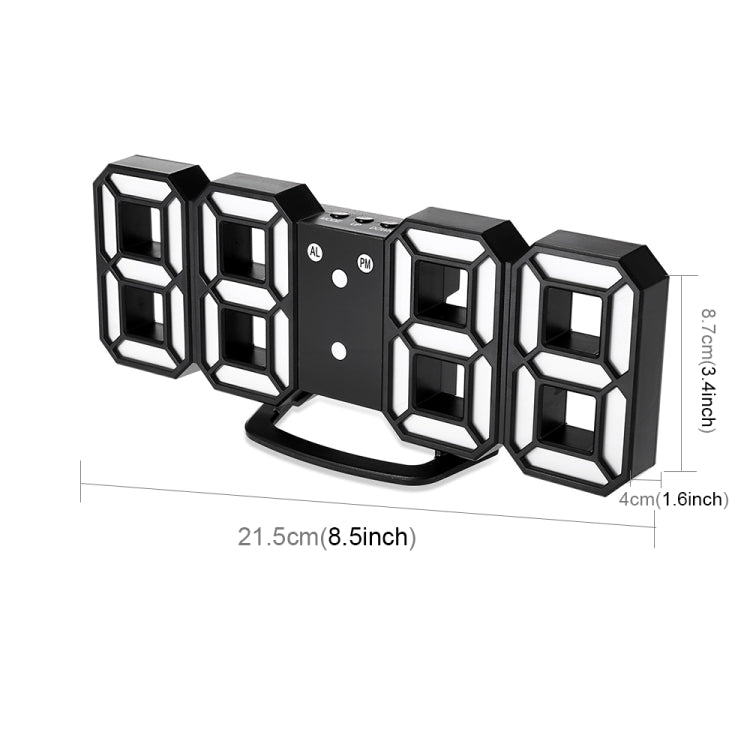 Multi-Function Large 3D LED Digital Wall Alarm Clock with Snooze Function, 12/24 Hours Display for Home, Kitchen, Office, DC 5V, CE Certificated, Black Body Blue Characters, Black Body White Characters