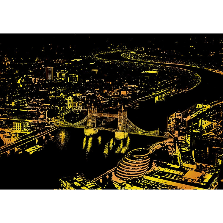 Bright City DIY Drawing Picture Wall Painting Scratch Card Golden Night View Paint Arts Paper Hand Painted Home Decoration Creative Handmade Gifts, Size:41*28.7cm, Panorama London, Panorama Paris, Dubai