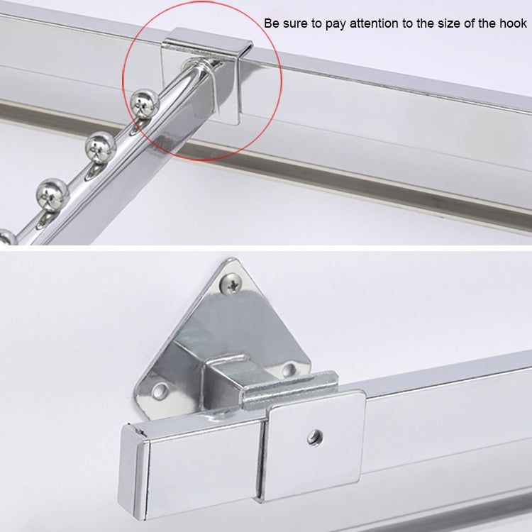 15x30mm Supermarket Shelves Display Electroplated Square Crossbar hook Bracket, Length: 1m, Crossbar Hook
