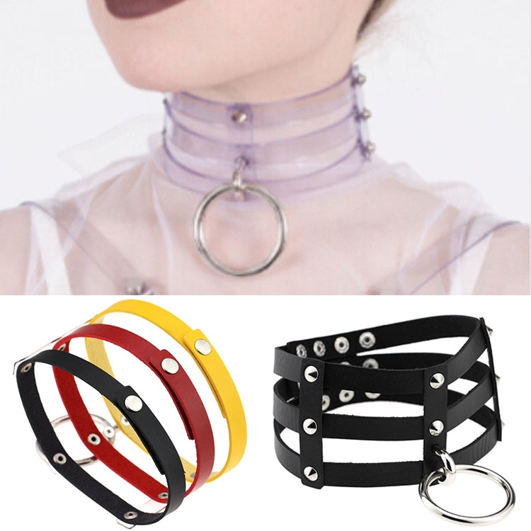 Harajuku Fashion Punk Gothic Rivets Collar Hand 3-rows Caged Leather Collar Necklace, (Gold), (Baby Blue+White+Baby Blue), (Red+White+Green), (Dark Blue+White+Red), (Red+White+Red), (White), (Dark Blue+Yellow+Green), (Magenta)                          ...
