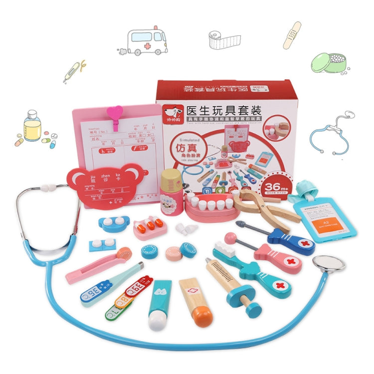 Wooden Child Early Learning Puzzle Doctor Role Playing Game Toy Bag Set, Doctor Role Playing Game Set