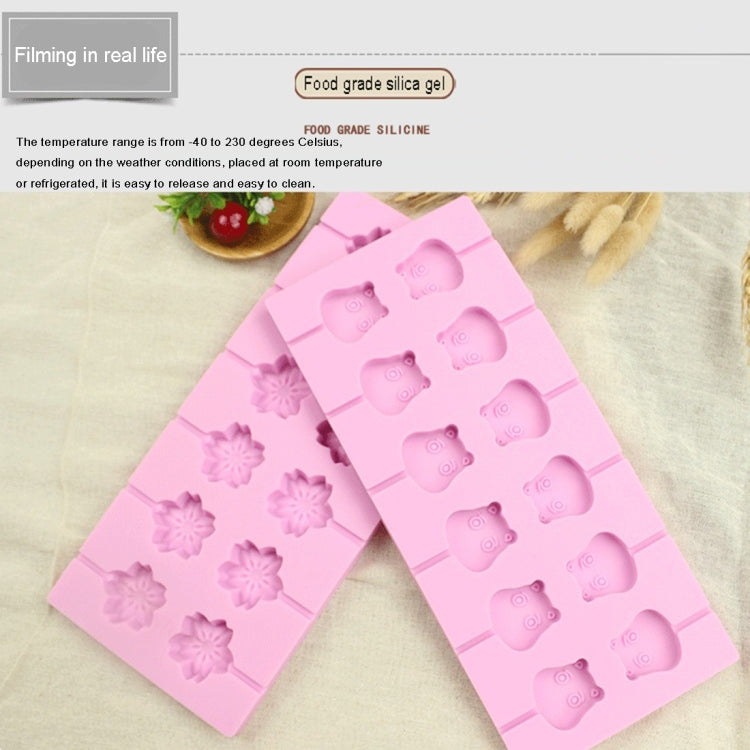 12-Capacity DIY Silicone Chocolate Molds(Lollipop Shape), Cherry Blossoms Shape, Cow Shape, Lollipop Shape