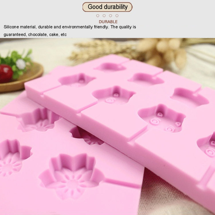 12-Capacity DIY Silicone Chocolate Molds(Lollipop Shape), Cherry Blossoms Shape, Cow Shape, Lollipop Shape