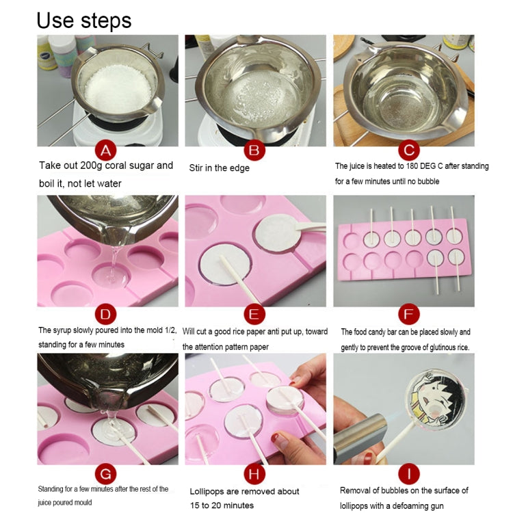 12-Capacity DIY Silicone Chocolate Molds(Lollipop Shape), Cherry Blossoms Shape, Cow Shape, Lollipop Shape