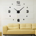 Bedroom Home Decoration Mirrored Number Frameless Large 3D DIY Wall Sticker Mute Clock, Size: 100*100cm, 3M005 (Black), 3M005 (Gold), 3M005 (Silver)